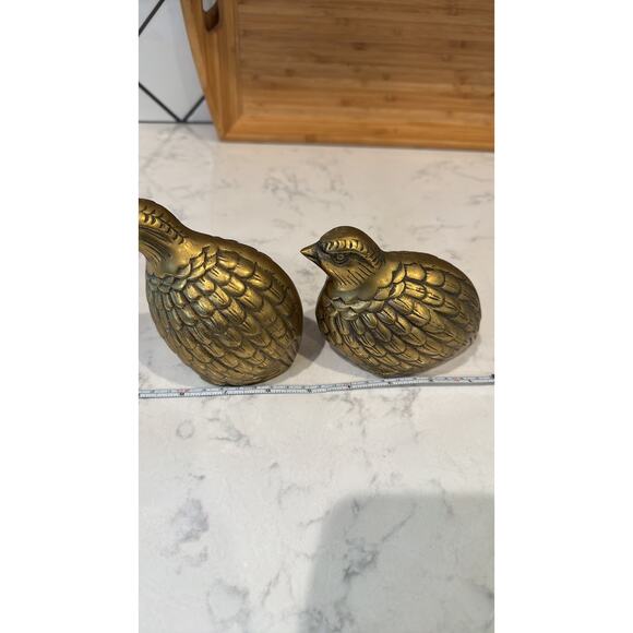 Vintage Brass Quails, Mid Century Tabletop Decor, Traditional Brass Accents - Picture 9 of 9